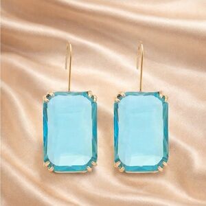 Aquamarine Blue Gold Earrings